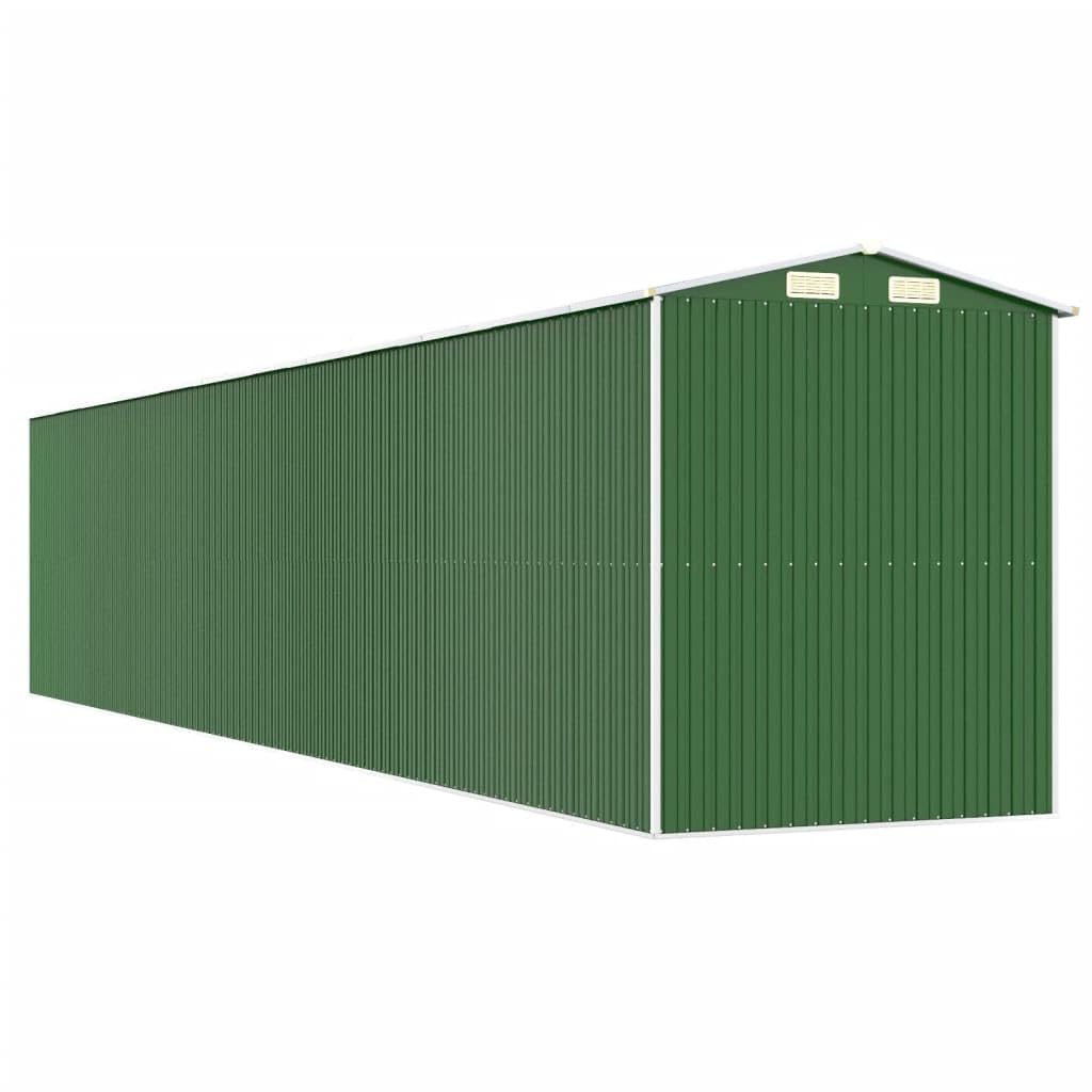 Abri de jardin en acier galvanisé vert 192 x 1021 x 223 cm, abri de rangement extérieur avec doubles portes coulissantes, organisateur d'outil ventilé pour jardin, équipement de terrasse