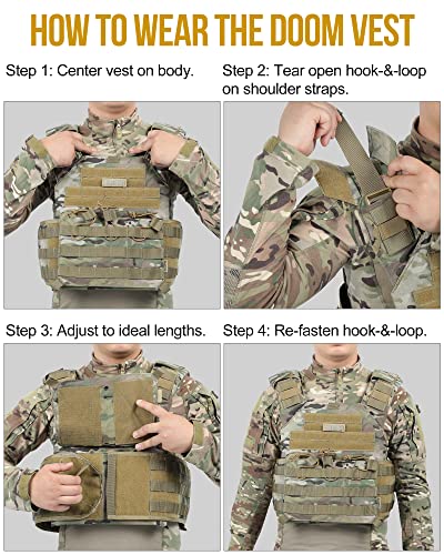 Image of ONETIGRIS DOOM Airsoft Tactical Vest, Adjustable MOLLE Combat Vest for Men