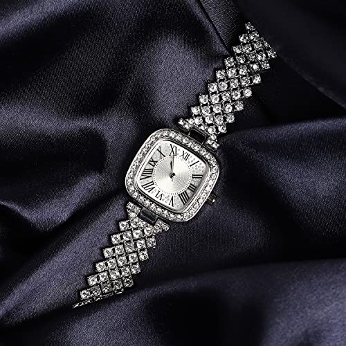 Image of Haute Sauce Women's Embellished Analog Dial with Stainless Steel Strap | Battery Power | Foldover Closure | Quartz Movement | Fashion Wrist Belt Watch for Female and Girls