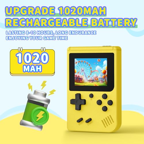 Image of Retro Gaming Console, Portable Video Game Console with 3.0 inch IPS Screen and Preloaded 400 Classic Video Games, Mini Retro Handheld Game Console (Yellow)