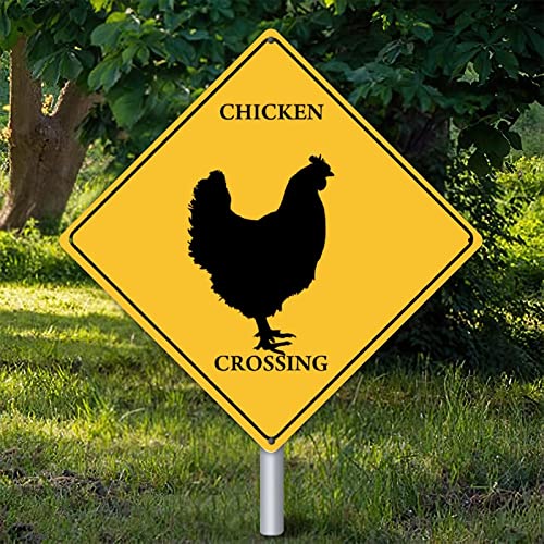 Panneau mural poulet vintage en métal jaune de 38cm pour extérieur et porche