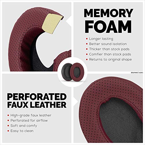 Image of Brainwavz Replacement Memory Foam Earpads - Suitable for Many Other Large Over The Ear Headphones - AKG, HifiMan, ATH, Philips, Fostex (Perforated Red)