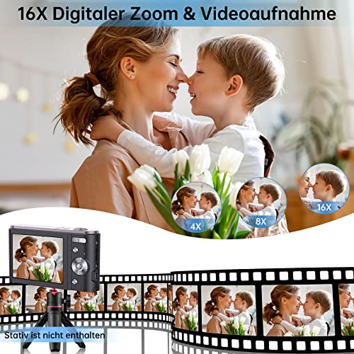 2-in-1 Digitalkamera 2.7K FHD, 44 MP Kompaktkamera Mini Video Fotokamera mit 16X Digitalzoom, 2.8 Zoll LCD Bildschirm… – Bild 4
