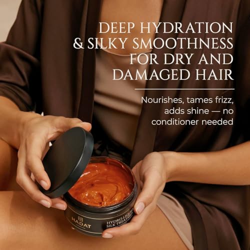HADAT Liquid Silk Treatment – Premium Hair Mask for Dry Damaged Hair - Deep Conditioning Hair Mask with Macadamia, Argan Oil – Hydrating, Repair & Shine – Made in Israel – 10.1 Fl Oz - Image 4
