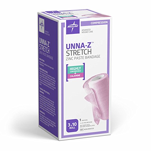 Medline Unna-Z Stretch Zinc Oxide Compression Bandage with Calamine 3 x 10 yd. Ideal for Conditions Requiring Mild Compression