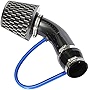Partol 3' Universal Cold Air Intake Kit Aluminium Automotive Air Intake System Cold Air Intake Pipe Induction Flow Tube Kit - Black