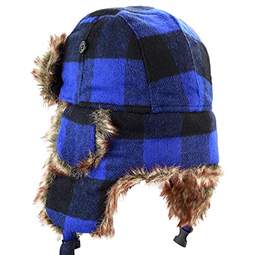 Image of Faux Fur Safety Reflective Aviator Trapper Hat Snow Ski Trooper Winter Cap