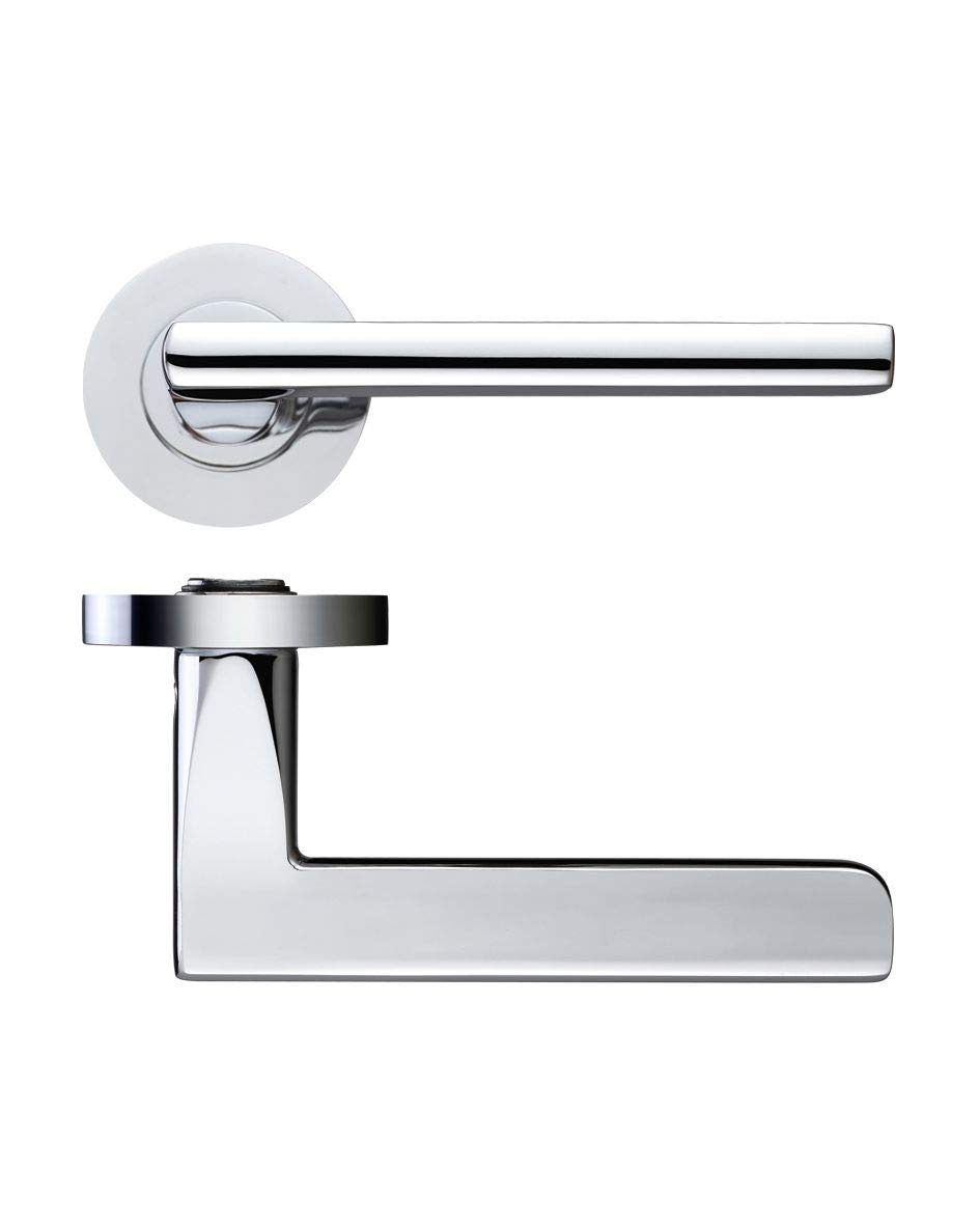 Zoo Chrome,Rose Venice Door Handle Lever On Rose - Polished Chrome From E-Hardware