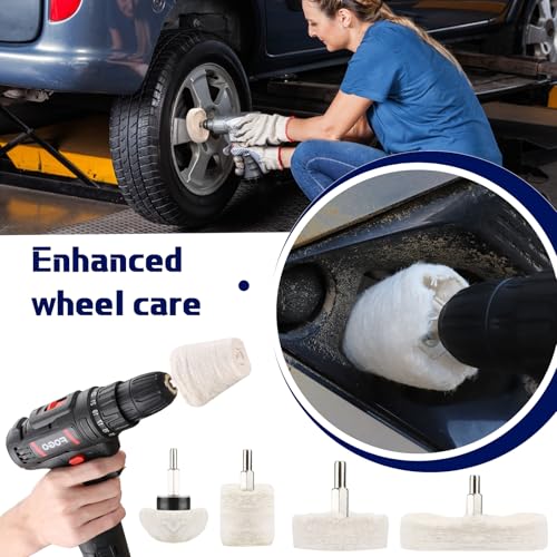 Polishing Pads for Drill 6 PCS Car Polishing Kit White Buffing Wheel for Metal Headlight Alloy Wheels Mop - Image 4