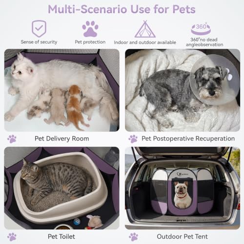 Image of Siedihit Dog Cat Playpen, Small Puppy Pet Playpen, Dog Crate Tent Cage