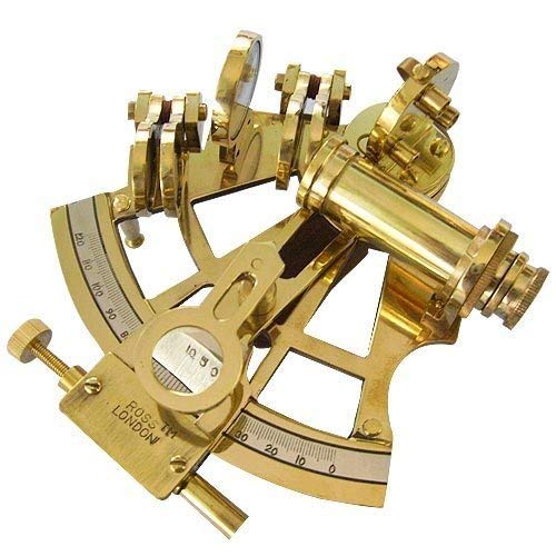 Light It Up Brass Nautical Sextant, Brass Material, Navigation Instrument Antique Style - 4 Inch