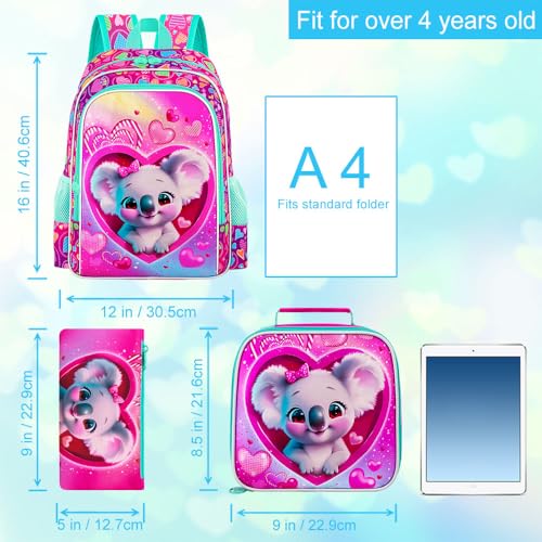 Image of 16 inch Backpack for Girls Boys 4-8, 3Pcs Kids Bookbag Set with Lunch Box, School Bag for Preschool Kindergarten