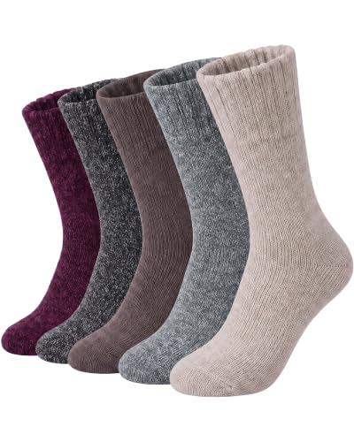 Image of Loritta Wool Socks for Women, Winter Warm Hiking Boot Socks Gifts | Classic Cozy Crew, Vintage Knit, Soft Thick House Socks, Outdoor, Christmas Gift, Stocking Stuffers for Mom Grandma Wife