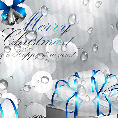 DYNH-Holiday-Shower-Curtain-Happy-Merry-Christmas-Silver-and-Blue-Xmas-Ball-and-Gift-Box-for-New-Year-Bath-Curtains-Fabric-Shower-Curtain-Bathroom-Accessories-12PCS-Hooks-69X70IN