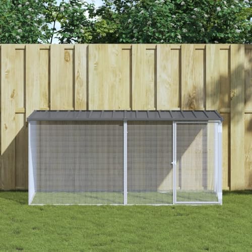 ARKEM Poulailler avec Toit Anthracite 203x98x90 cm Acier galvanisé,Enclos Poulailler,Voliere Exterieur,Cages Et Poulaillers