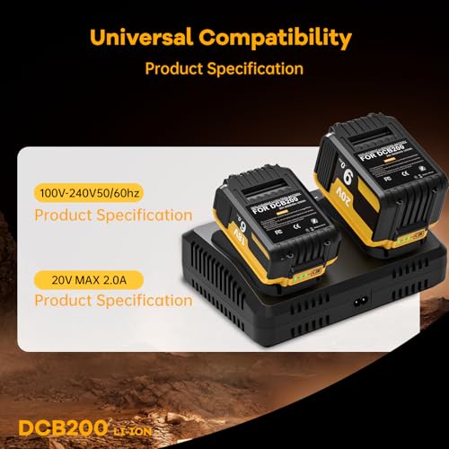 Chargeur double port pour batterie Li-ion Dewalt 18V 20V sans attente