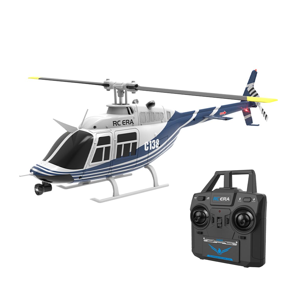 Remote Control Helicopter Model, RC ERA C138 1:30 Scale 206 Helicopter 2.4G 6CH No Aileron Plane, with Altitude Hold (RTF) Blue & White