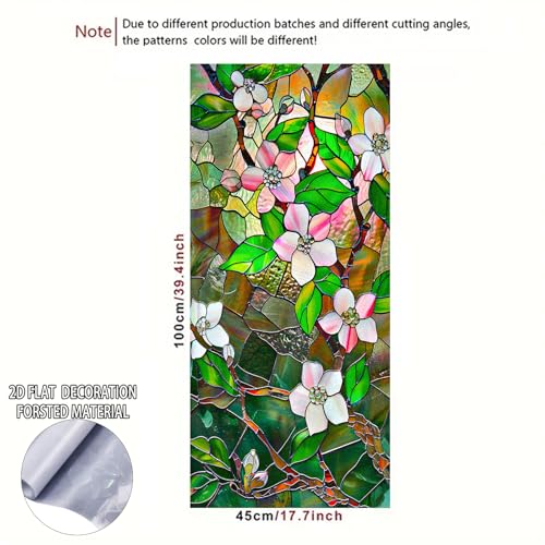 Image of Nuxovilar Gothic Halloween Pink Flower Branch Window Film 17.5x39.3 PVC