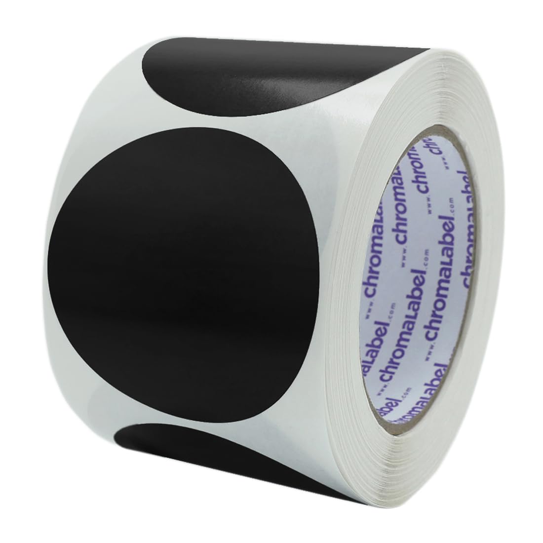 ChromaLabel 3 Inch Round Label Permanent Color Code Dot Stickers, 500 Labels per Roll, Black