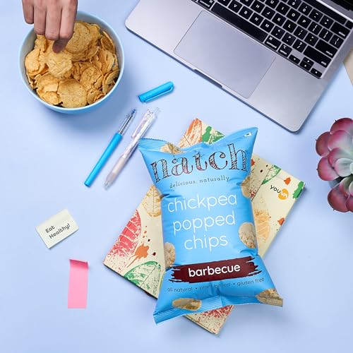 Image of Natch Chickpea Popped Protein Chips, Healthy Snacks, Low Calorie, Not Fried Not Baked, Vegan, Gluten Free, Rich in Fiber, Barbecue Flavour, 55gm each (Pack of 6)