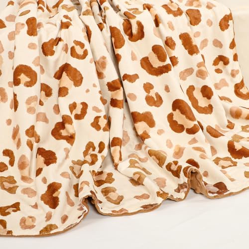 Image of GFU Baby Blanket for Boys and Girls, Soft Minky Infant Receiving Blanket with Dotted Backing Double Layer, Newborn Toddler Bed Blanket with Brown Leopard Print, 30 x 40 Inch