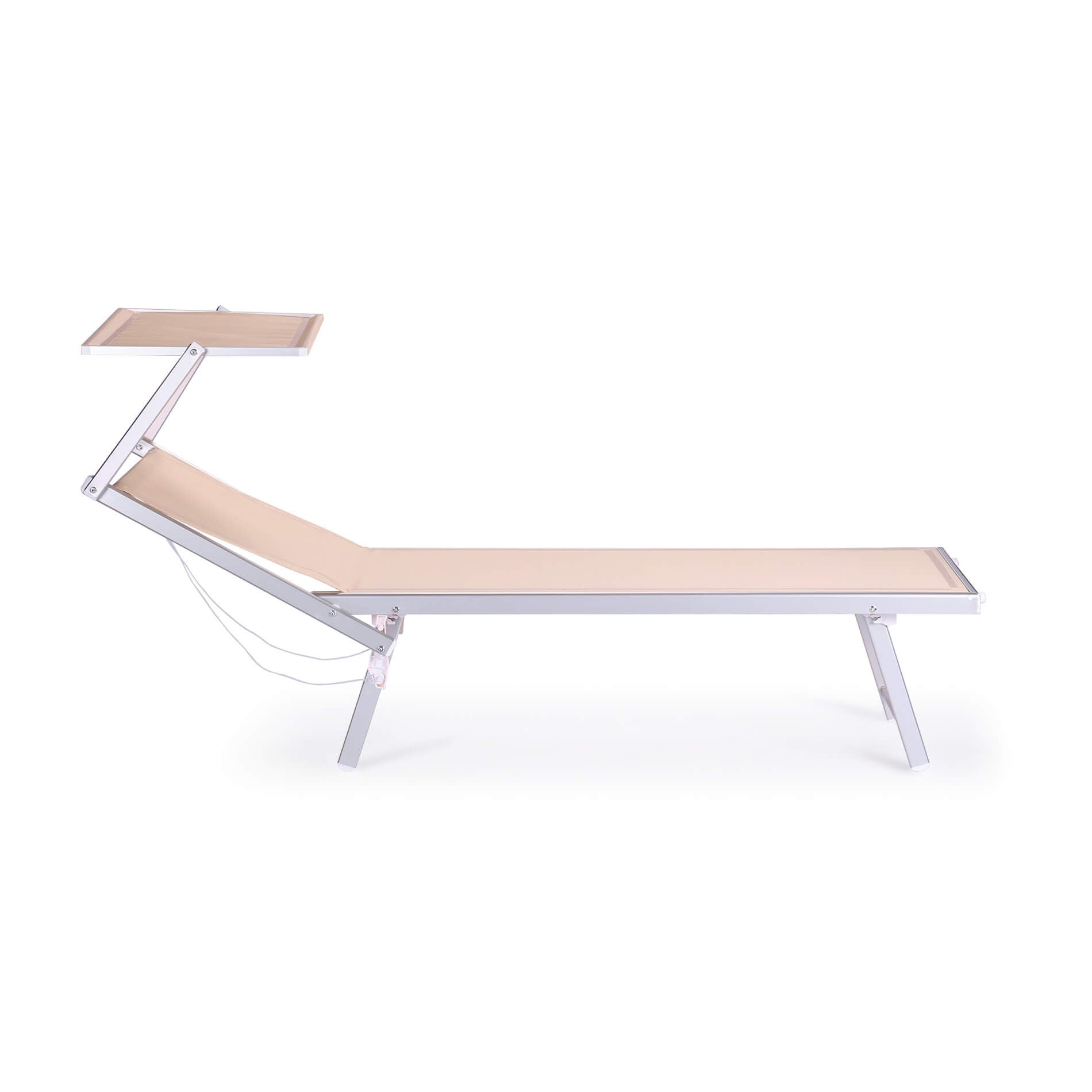 Rebecca Mobili Sonnenliege, klappbar, Beige, Aluminium, Polyester, für Garten, Strand, mit neigbarem Sonnendach – Maße HxBxT: 38 x 186 x 61 cm – Art. RE7154