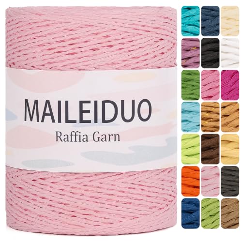 Image of Raffia Yarn for Crochet Bags Raffia Ribbon for Gift Wrapping 2mm X 328 Yards Raffia String Paper Ribbon Yarn for Sun Hat Beach Bag Crochet Crafting DIY Crafts