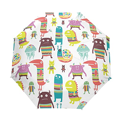 Parapluie coupe-vent automatique blanc pliable avec motifs animaux pour homme et femme
