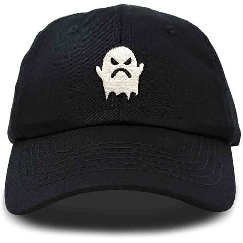 Heucapc Embroidered Halloween Baseball Cap Vintage Ghost Denim Hat Adjustable Embroidery Pumpkin Dad Hats for Men Women, Ghost Dad Hat, One size Cover