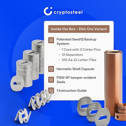 Cryptosteel Seed12 Metal Backup | Fireproof & Waterproof Cold Wallet for 12-Word BIP39 Seed Phrase | Secure Storage for Passwords & Private Keys | Compatible with Hardware Wallets (dim ore) - Image 2