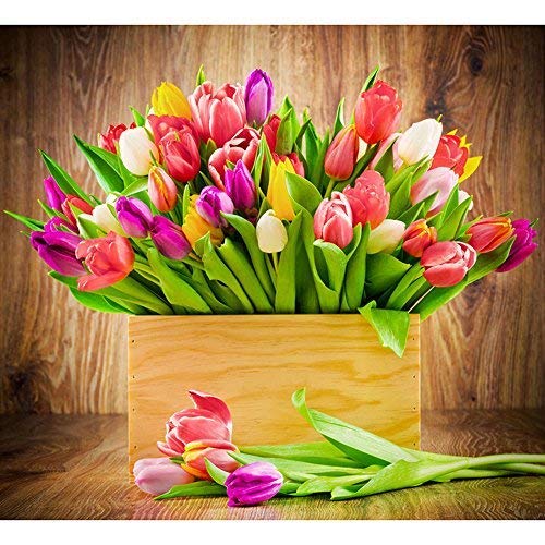 DIY Round Diamond Painting Kits for Adults Full Drill Cross Stitch Tulip Bouquet Home Decoration 40x30CM