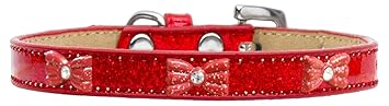 Mirage Pet Products Red Glitter Bow Widget Dog Collar Ice Cream Size 20