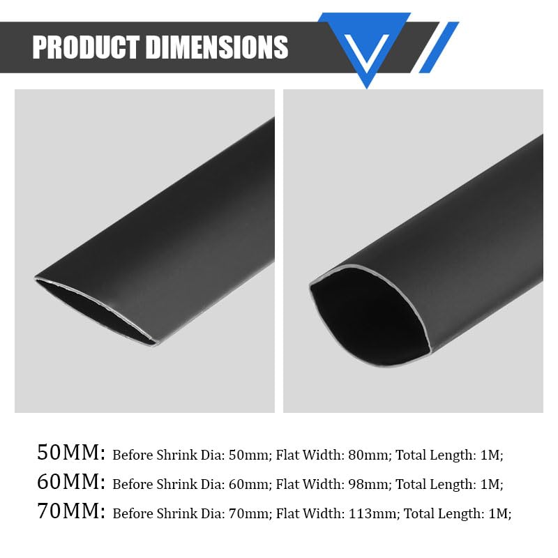 Othmro 39.36Ft Battery Heat Shrink Tubing Kit, 1.57inch Flattening Width Insulation PVC Heat