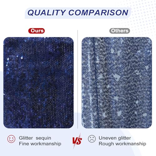 Image of PartyDelight Navy Blue Sequin Backdrop 6x6ft 4 Inch Rod Pocket | Dense 3mm navy blue sequins on mesh backing with 4 inch rod pocket for full body photos ceremony arches party walls and stage