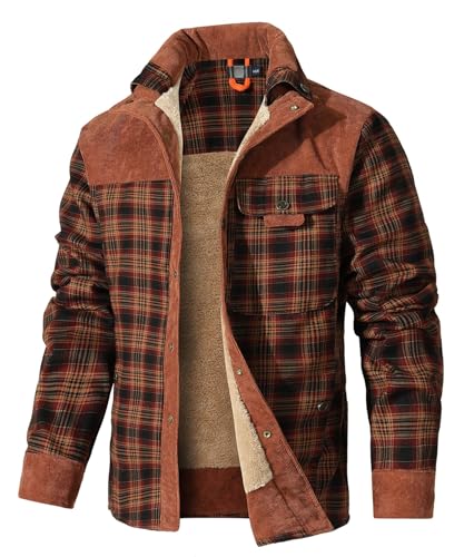 HYPESTFIT Veste Bûcheron Homme Hiver - Veste en Flanelle Doublée Sherpa Chaud, Coupe-Vent avec...