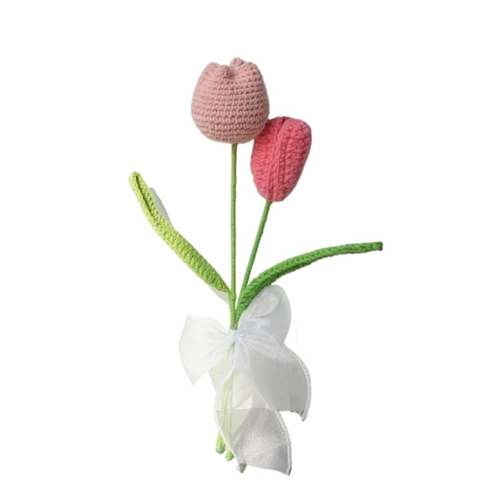 FCfpxwtz Artificial Crochet Flower, Handmade Crochet Artificial Knitted Flower Bouquet Multicolor Wedding Party Mother's Day(Color7)