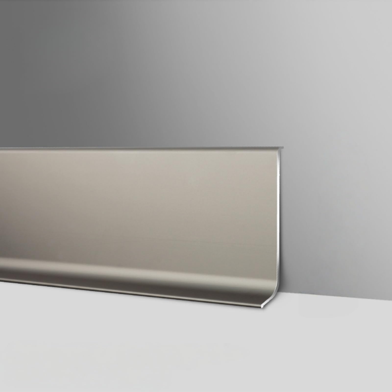 Protections de plinthes en aluminium champagne de 8cm pour parquet stratifié