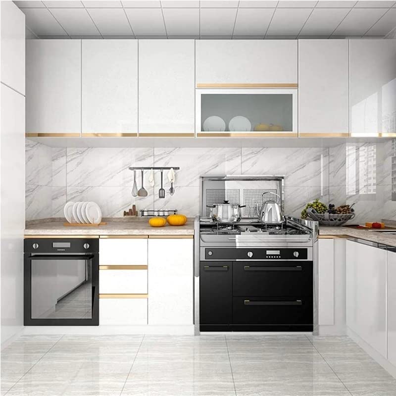 Image of Vinyl Contact Paper Decorative for Cabinets Countertops Kitchen Shelves Liner Self Adhesive Film Peel and Stick Waterproof Removable Wallpaper (Inches 24 x 118, Glossy White)