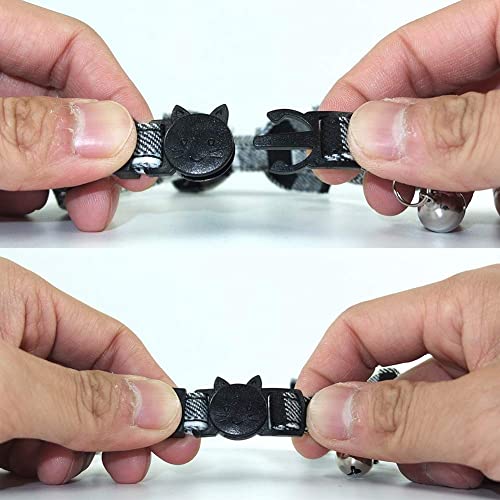 Cat Collars Breakaway With Bell And Bow Tie, Plaid Design Adjustable Safety Kitty Kitten Collar(6.8-10.8In) (Black Plaid) #TOP4