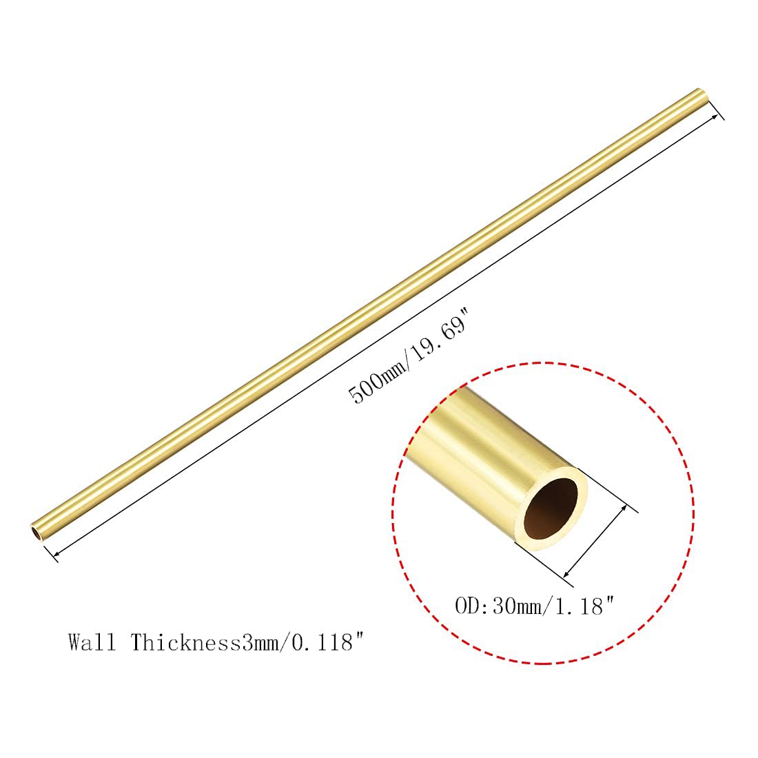 COYOUCO Rundes Messingrohr 30 Mm Außendurchmesser - Präzisionsrohr 1/1,5/2/3 Mm Wandstärke × 500 Mm Länge, Hochfestes Gerades Messingrohr 30x3mm Messing Rohr 500mm COYOUCO Rundes Messingrohr 30 Mm Außendurchmesser - Präzisionsrohr 1/1,5/2/3 Mm Wandstärke × 500 Mm Länge, Hochfestes Gerades Messingrohr 30x3mm Messing Rohr 500mm