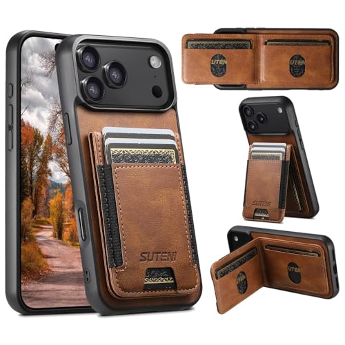 Étui compatible iPhone 16 portefeuille marron avec clapet rabat magnétique amovible