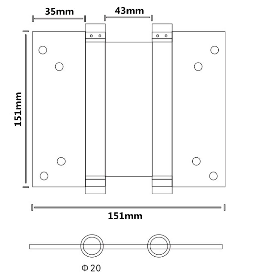 Bisagras de Doble Acción 125 mm Acero Inoxidable 304, Ajuste de Tensión, Cierre Automático, Soporta 40 kg, Ideal para Puertas de Salones, Cafeterías y Más (2 Piezas)
