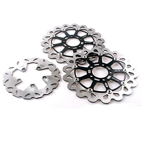 GZYF 1 Set Front+Rear Brake Disc Rotors Black Stainless Steel for Suzuki GSXR1300 Hayabusa 1999-2005 2006 2007
