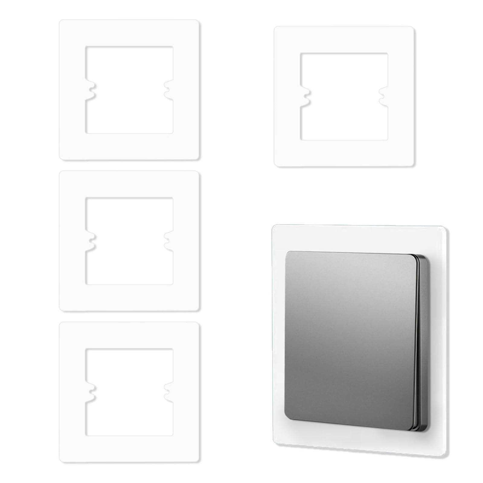 4pcs Switch Board Cover Box for Wall, Electrical Socket Surround, White Wall Switch Cover Plates for Home Renovation, Set of Four White Switch Surround Covers-image-22