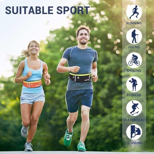 Image of Running Belt with Waterproof Adjustable Elastic Strap, Sweatproof waistpacks with Large Capacity, Perfect for Running and Outdoor Activities, Black, One Size, Sports (Running Belt Purple)