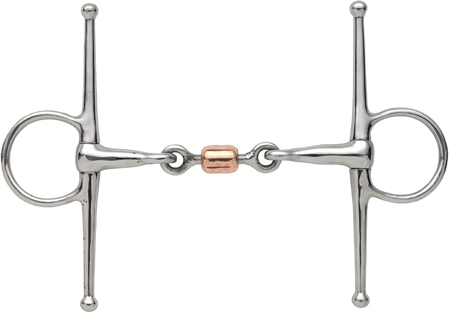 Shires FULL CHEEK SNAFFLE WITH COPPER PEANUT Stainless Steel Durable Easy Clean Copper [S/STEEL] [5.5"]