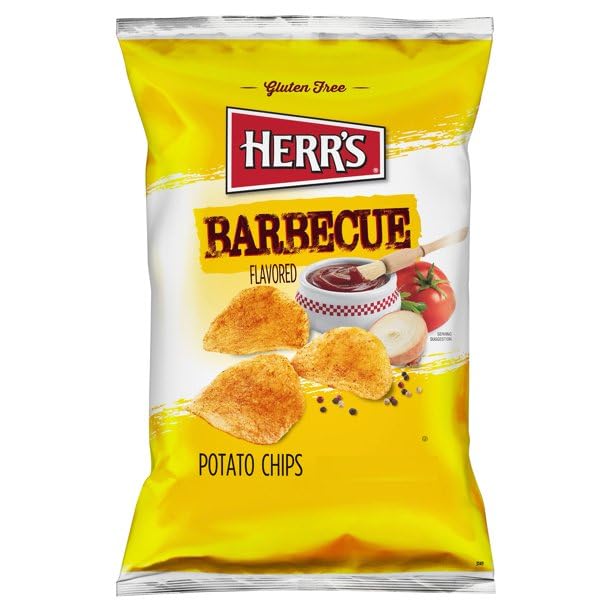 Herr's Foods Barbecue BBQ Potato Chips, Sharing Size Bags (3 Bags)