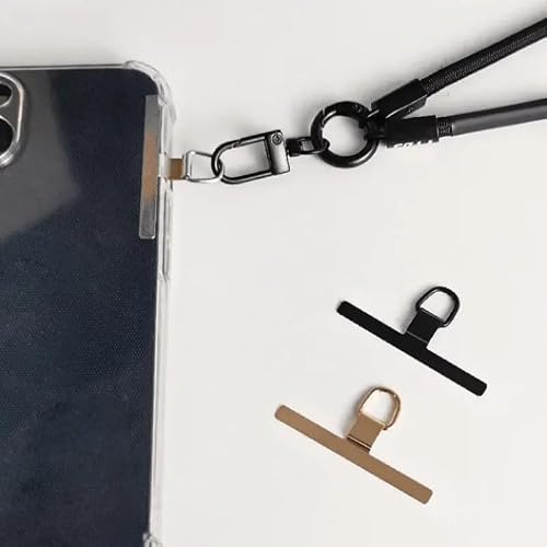 Ximimark 8pcs Ultra-Thin Stainless Steel Mobile Phone Strap Gasket, Mobile Phone Strap Parts Replacement, Safety Connection for Rope Black