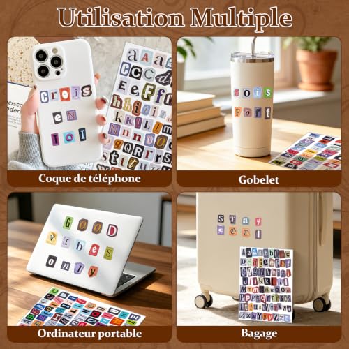 Coicok 1148 Pièces Stickers Scrapbooking, Lettres Autocollantes Vintage – vue 7