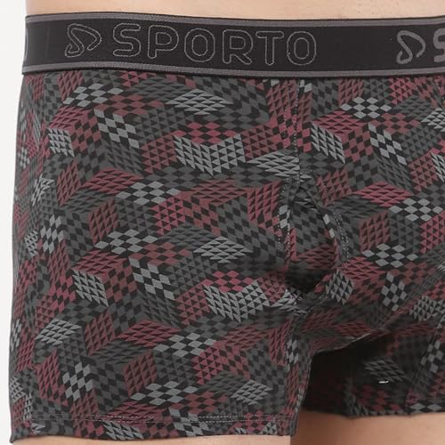 Image of sporto Macho Men's Cotton Spandex Trunk | Premium Single Jersey Fabric | Branded Outer Elastic Waistband | Double-Layer Contour Pouch | Breathable Innerwear
